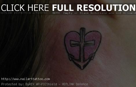 Small Cross And Heart Tattoos