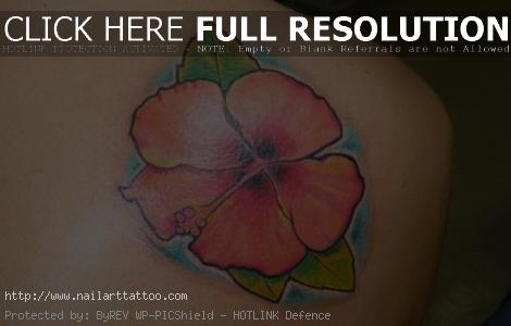 Hawaiian Flower Shoulder Tattoos